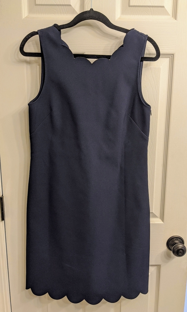 J Crew Navy Scalloped Dress